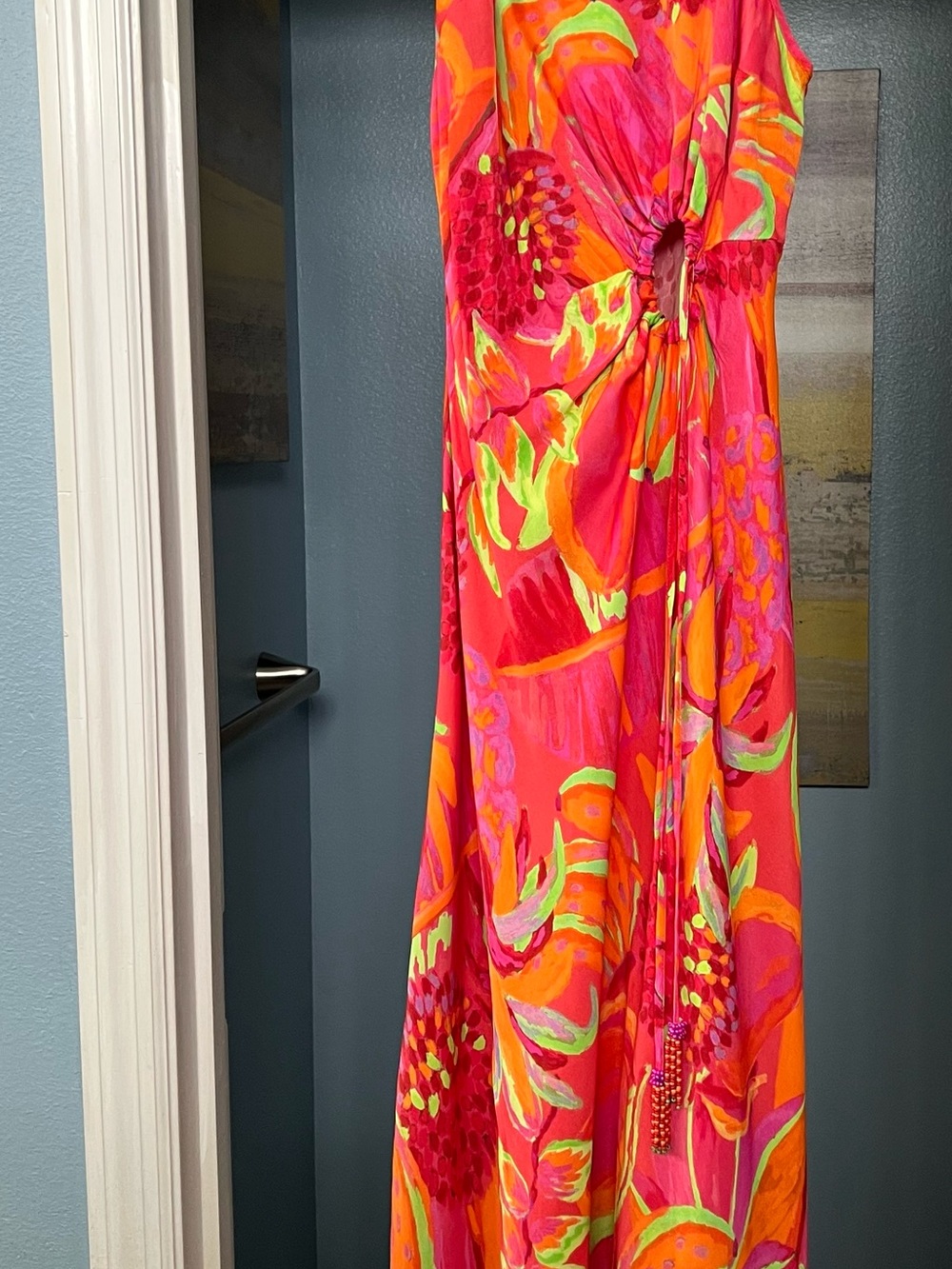 Vibrant Pink Floral Twist-Front Maxi Dress Farm Rio